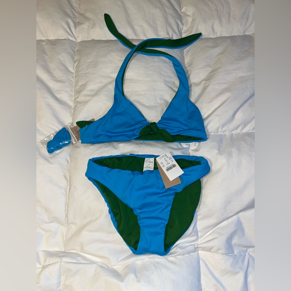 J. Crew Reversible Vibrant Blue and Green Bikini XS/S NWT